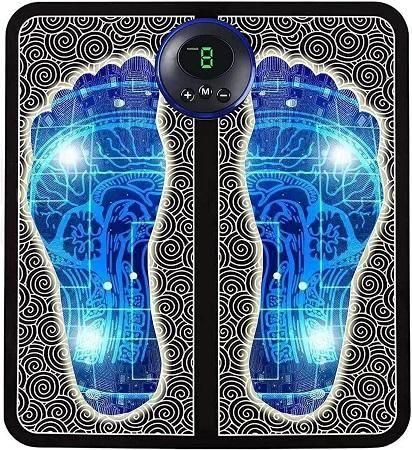 Foot Massager Feet Massage Machine ,Electronic Muscle Stimulator Massage Mat USB Rechargeable Massager (Black)